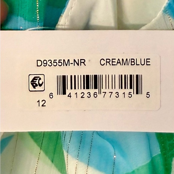 NWT Donna Morgan for Maggy London NOA‎ Tiered Maxi Sundress Cream/Blue Size 12 - Picture 8 of 13